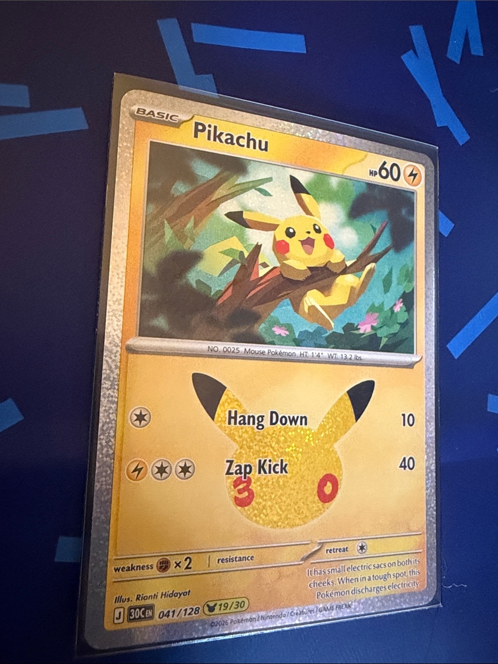 Pikachu Holographic Collectible Card New release 30th edition